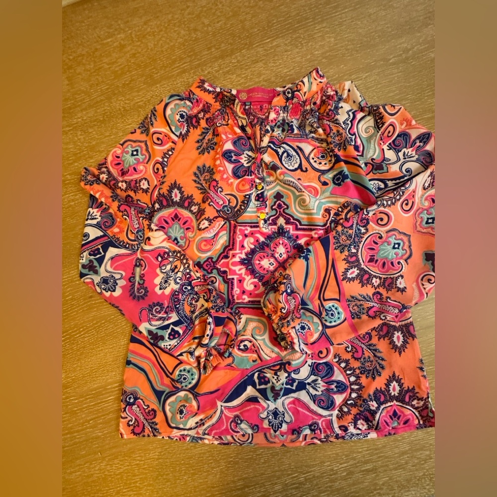Macbeth Collection Paisley Print Blouse XS, EUC